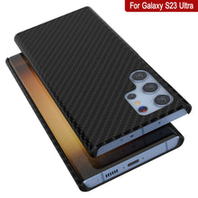 Load image into Gallery viewer, Coque Galaxy S23 Ultra, Punkcase CarbonShield, Robuste et Ultra Fine, Couverture en Cuir PU à Deux Couches Jet Black (Style en Fibre de Carbone)
