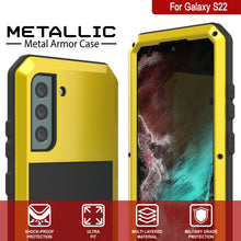 Charger l&#39;image dans la galerie, Galaxy S22 Metal Case, Heavy Duty Military Grade Rugged Armor Cover [Neon] (Color in image: Gold)
