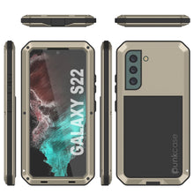 Charger l&#39;image dans la galerie, Galaxy S22 Metal Case, Heavy Duty Military Grade Rugged Armor Cover [Gold] 
