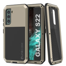 Charger l&#39;image dans la galerie, Galaxy S22 Metal Case, Heavy Duty Military Grade Rugged Armor Cover [Gold] (Color in image: Gold)
