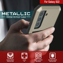 Charger l&#39;image dans la galerie, Galaxy S22 Metal Case, Heavy Duty Military Grade Rugged Armor Cover [Gold] (Color in image: White)
