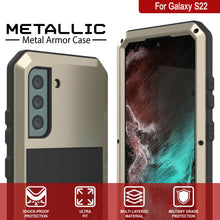 Charger l&#39;image dans la galerie, Galaxy S22 Metal Case, Heavy Duty Military Grade Rugged Armor Cover [Gold] (Color in image: Neon)
