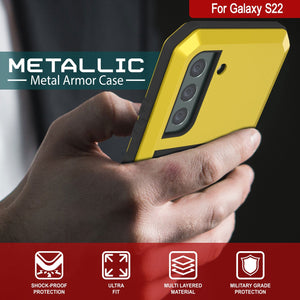 Galaxy S22 Metal Case, Heavy Duty Military Grade Rugged Armor Cover [Neon] (Color in image: White)