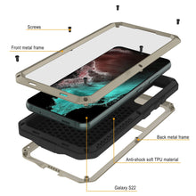 Charger l&#39;image dans la galerie, Galaxy S22 Metal Case, Heavy Duty Military Grade Rugged Armor Cover [Gold] (Color in image: Silver)
