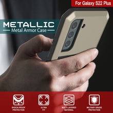 Charger l&#39;image dans la galerie, Galaxy S22+ Plus Metal Case, Heavy Duty Military Grade Rugged Armor Cover [Gold] (Color in image: White)
