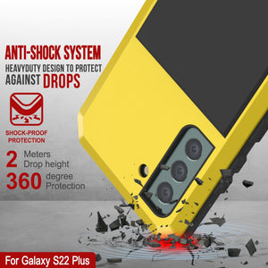 Galaxy S22+ Plus Metal Case, Heavy Duty Military Grade Rugged Armor Cover [Neon] (Color in image: Black)