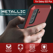 Charger l&#39;image dans la galerie, Galaxy S22+ Plus Metal Case, Heavy Duty Military Grade Rugged Armor Cover [Red] (Color in image: White)
