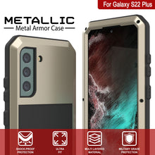 Charger l&#39;image dans la galerie, Galaxy S22+ Plus Metal Case, Heavy Duty Military Grade Rugged Armor Cover [Gold] (Color in image: Neon)
