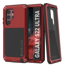 Charger l&#39;image dans la galerie, Galaxy S22 Ultra Metal Case, Heavy Duty Military Grade Rugged Armor Cover [Red] (Color in image: Red)
