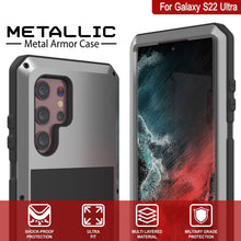 Charger l&#39;image dans la galerie, Galaxy S22 Ultra Metal Case, Heavy Duty Military Grade Rugged Armor Cover [Silver] (Color in image: Neon)
