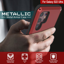 Charger l&#39;image dans la galerie, Galaxy S22 Ultra Metal Case, Heavy Duty Military Grade Rugged Armor Cover [Red] (Color in image: White)
