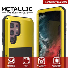 Charger l&#39;image dans la galerie, Galaxy S22 Ultra Metal Case, Heavy Duty Military Grade Rugged Armor Cover [Neon] (Color in image: Gold)
