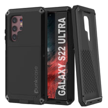 Charger l&#39;image dans la galerie, Galaxy S22 Ultra Metal Case, Heavy Duty Military Grade Rugged Armor Cover [Black] (Color in image: Black)
