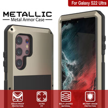 Charger l&#39;image dans la galerie, Galaxy S22 Ultra Metal Case, Heavy Duty Military Grade Rugged Armor Cover [Gold] (Color in image: Neon)
