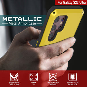 Galaxy S22 Ultra Metal Case, Heavy Duty Military Grade Rugged Armor Cover [Neon] (Color in image: White)