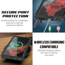 Charger l&#39;image dans la galerie, SECURE PORT PROTECTION Reinforced flap for a watertight seal even under the c L Oversize charger cable harshest conditions a ero WIRELESS CHARGING COMPATIBLE Effortless charging without the need to remove your case (Color in image: black)
