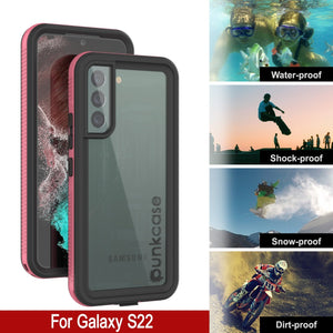 Galaxy S22 Waterproof Case PunkCase Ultimato Pink Thin 6.6ft Underwater IP68 Shock/Snow Proof [Pink] (Color in image: red)