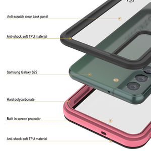 Galaxy S22 Waterproof Case PunkCase Ultimato Pink Thin 6.6ft Underwater IP68 Shock/Snow Proof [Pink] (Color in image: black)