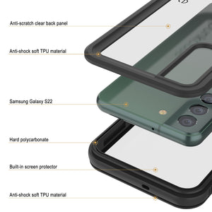 Coque étanche Galaxy S22 PunkCase Ultimato, transparente et fine, résistante à l'eau jusqu'à 6.6 pieds, certifiée IP68, résistance aux chocs/neige [transparente].