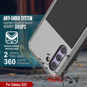 Coque en métal Galaxy S23, Housse de protection militaire résistante [anti-chocs] intégrale rigide [argent]