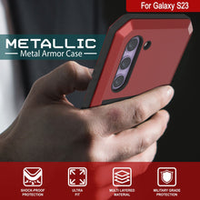 Charger l&#39;image dans la galerie, Coque en métal Galaxy S23, étui militaire robuste [anti-choc] à corps complet dur [rouge] de qualité supérieure
