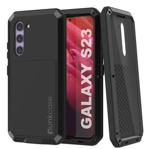 Étui en métal pour Galaxy S23, une coque robuste de qualité militaire [antichoc] pour le plein corps [noir].