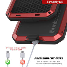 Charger l&#39;image dans la galerie, Coque en métal Galaxy S23, étui militaire robuste [anti-choc] à corps complet dur [rouge] de qualité supérieure
