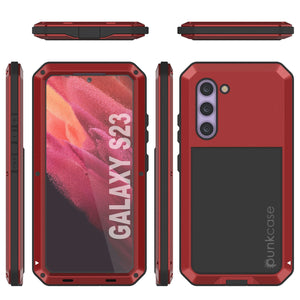 Coque en métal Galaxy S23, étui militaire robuste [anti-choc] à corps complet dur [rouge] de qualité supérieure