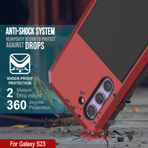 Coque en métal Galaxy S23, étui militaire robuste [anti-choc] à corps complet dur [rouge] de qualité supérieure