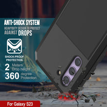 Charger l&#39;image dans la galerie, Étui en métal pour Galaxy S23, une coque robuste de qualité militaire [antichoc] pour le plein corps [noir].
