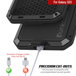 Étui en métal pour Galaxy S23, une coque robuste de qualité militaire [antichoc] pour le plein corps [noir].
