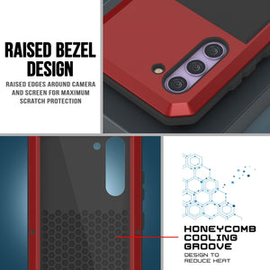 Coque en métal Galaxy S23, étui militaire robuste [anti-choc] à corps complet dur [rouge] de qualité supérieure