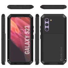 Charger l&#39;image dans la galerie, Étui en métal pour Galaxy S23, une coque robuste de qualité militaire [antichoc] pour le plein corps [noir].
