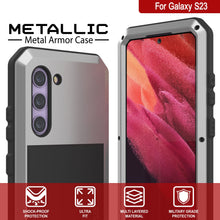 Charger l&#39;image dans la galerie, Coque en métal Galaxy S23, Housse de protection militaire résistante [anti-chocs] intégrale rigide [argent]

