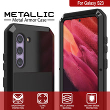 Charger l&#39;image dans la galerie, Étui en métal pour Galaxy S23, une coque robuste de qualité militaire [antichoc] pour le plein corps [noir].
