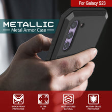 Charger l&#39;image dans la galerie, Étui en métal pour Galaxy S23, une coque robuste de qualité militaire [antichoc] pour le plein corps [noir].
