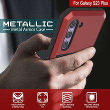 Load image into Gallery viewer, Étui en métal Galaxy S23+ Plus, Coque de protection militaire de haute qualité [antichoc] Rigide intégrale [Rouge]
