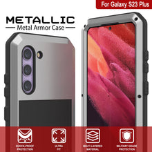 Load image into Gallery viewer, Étui en métal Galaxy S23+ Plus, Coque blindée de qualité militaire [anti-choc] Rigide en plein corps [Argent]
