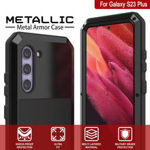 Load image into Gallery viewer, Coque en métal pour Galaxy S23+ Plus, étui militaire robuste de niveau supérieur [anti-chocs] avec protection complète et résistante [noir].
