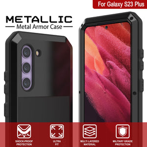 Coque en métal pour Galaxy S23+ Plus, étui militaire robuste de niveau supérieur [anti-chocs] avec protection complète et résistante [noir].