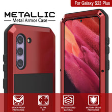 Load image into Gallery viewer, Étui en métal Galaxy S23+ Plus, Coque de protection militaire de haute qualité [antichoc] Rigide intégrale [Rouge]
