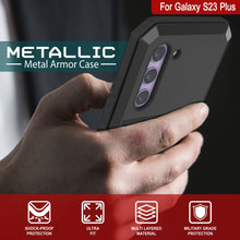 Load image into Gallery viewer, Coque en métal pour Galaxy S23+ Plus, étui militaire robuste de niveau supérieur [anti-chocs] avec protection complète et résistante [noir].
