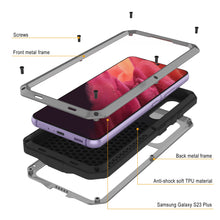 Load image into Gallery viewer, Étui en métal Galaxy S23+ Plus, Coque blindée de qualité militaire [anti-choc] Rigide en plein corps [Argent]
