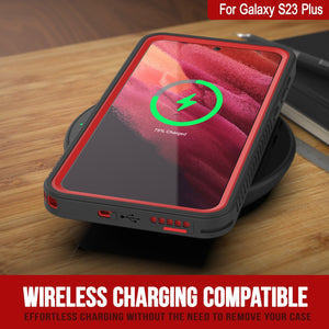 Coque protectrice fine [série extrême] pour Galaxy S23+ Plus étanche/ résistante aux chocs/ à la neige [rouge] avec film de protection d'écran.