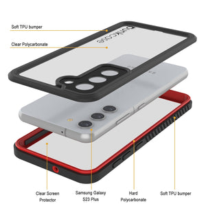 Coque protectrice fine [série extrême] pour Galaxy S23+ Plus étanche/ résistante aux chocs/ à la neige [rouge] avec film de protection d'écran.
