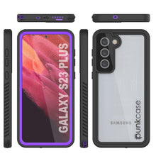 Load image into Gallery viewer, Coque protectrice slim, résistante à l&#39;eau et aux chocs pour Galaxy S23+ Plus, de la série extrême, avec protecteur d&#39;écran en violet.
