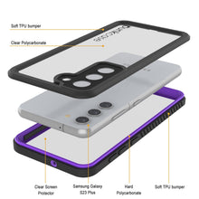 Load image into Gallery viewer, Coque protectrice slim, résistante à l&#39;eau et aux chocs pour Galaxy S23+ Plus, de la série extrême, avec protecteur d&#39;écran en violet.
