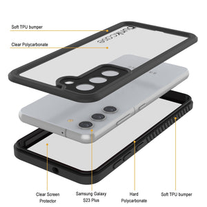 Galaxy S23+ Plus Résistant à l'eau et aux chocs [Série Extrême] avec Protecteur d'écran Étui [Noir]