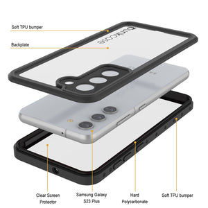 Coque étanche Galaxy S23+ Plus PunkCase StudStar claire et fine, résistante à l'eau jusqu'à 6,6 pieds sous l'eau, IP68, protège contre les chocs/neige.