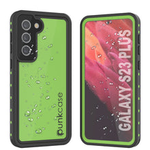 Load image into Gallery viewer, Coque étanche Galaxy S23+ Plus PunkCase StudStar vert clair mince de 6,6 pieds sous l&#39;eau résistante aux chocs IP68.
